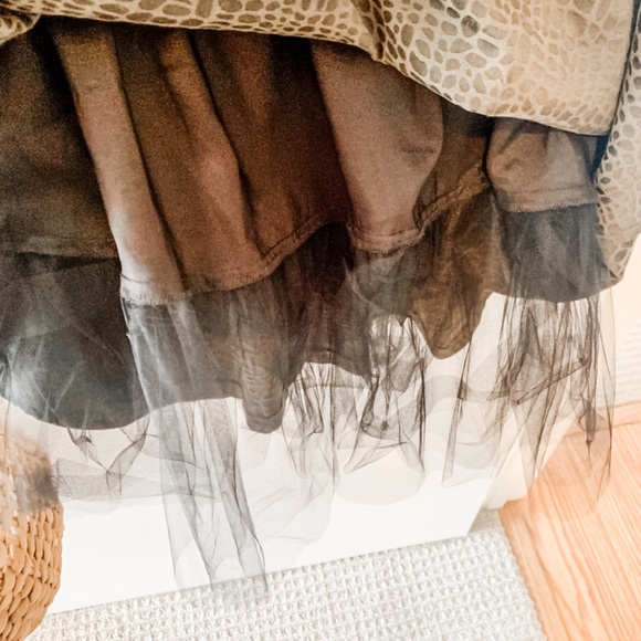 Paper Crown Anthropology Whimsigoth Textured Jacquard Dress w/ Tulle Underskirt - Picture 6 of 7